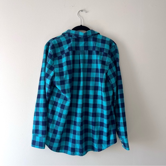 Vineyard Vines Performance Women’s Button Down Shirt Relaxed Teal Blue Plaid - Picture 6 of 7